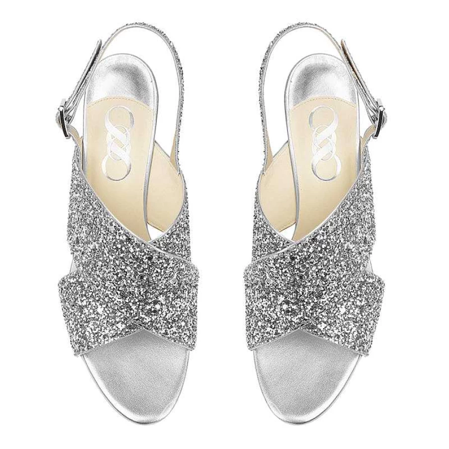 Chamberlan Women's Tres Beau Rivage Silver Gladiator Sandals