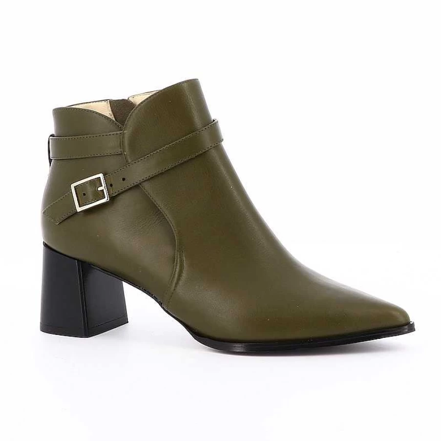 Chamberlan Women's Marceau Olive Ankle Boots Stylish Comfort Leather Casual