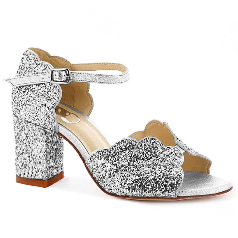 Chamberlan Women's Miss Palmyre Silver Sandals – Elegant Metallic Strappy Heels