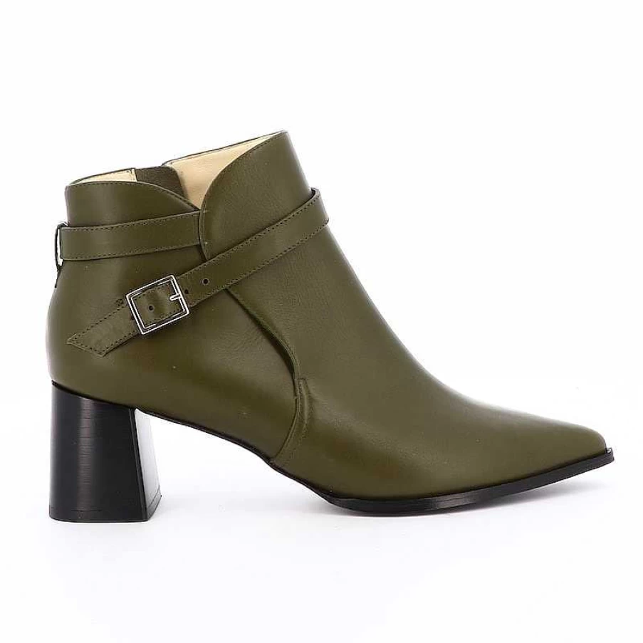Chamberlan Women's Marceau Olive Ankle Boots Stylish Comfort Leather Casual
