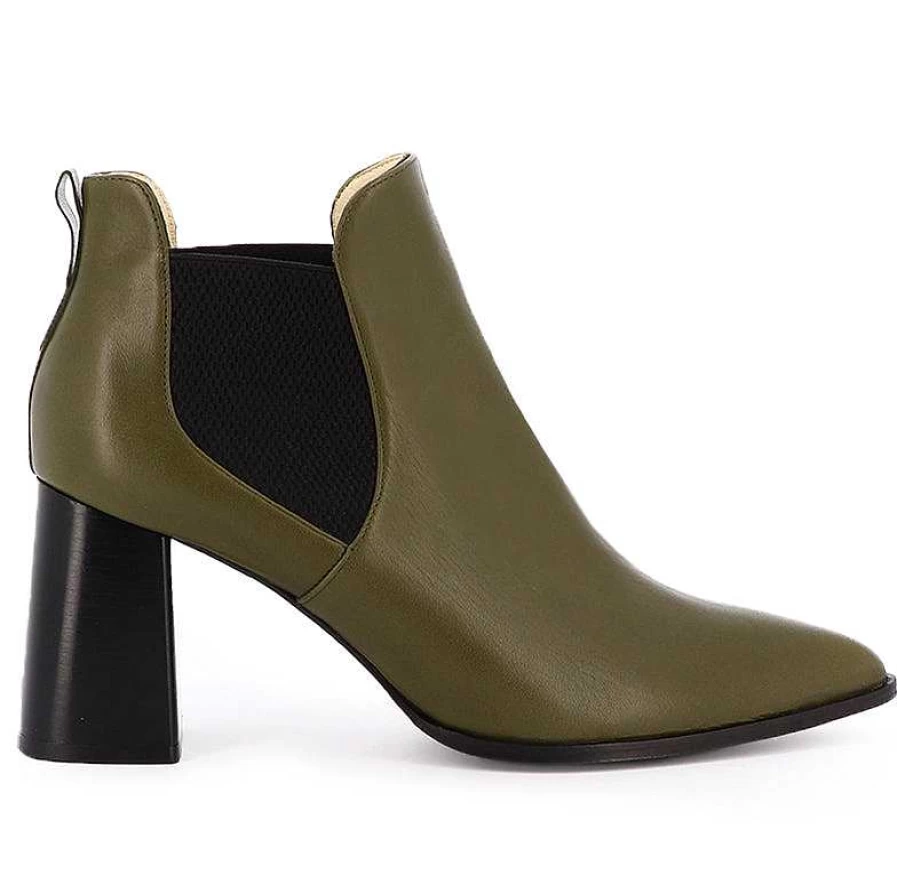 Chamberlan Women's Dumas Olive Ankle Boots Stylish Comfort Leather Casual