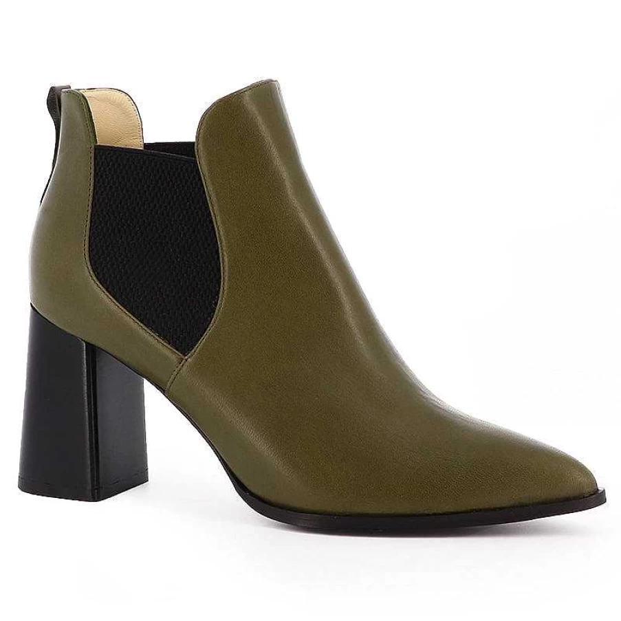 Chamberlan Women's Dumas Olive Ankle Boots Stylish Comfort Leather Casual