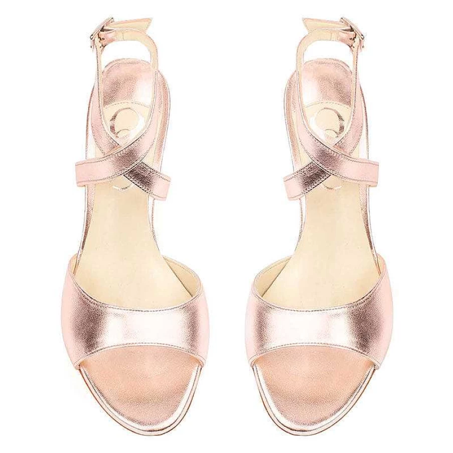 Chamberlan Women's Pompidou Rose Gold Sandals - Elegant Metallic Strappy Heels
