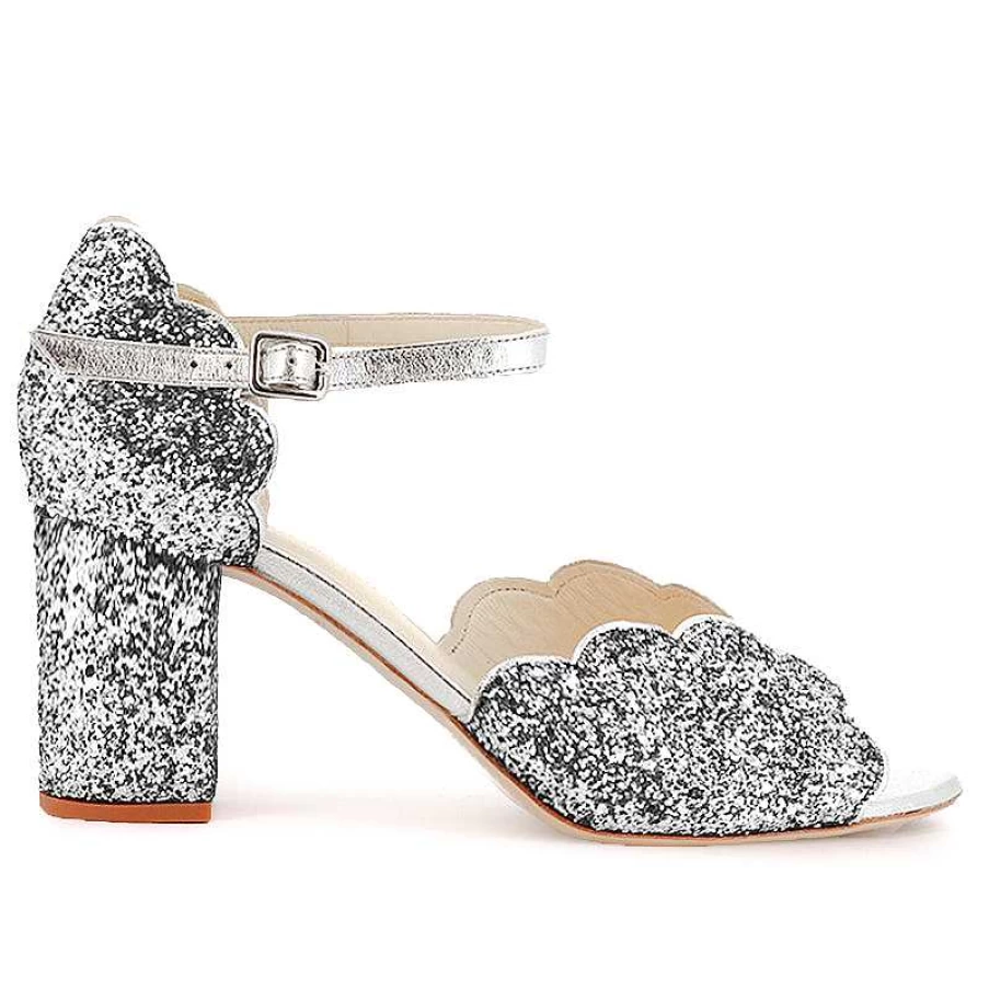 Chamberlan Women's Miss Palmyre Silver Sandals – Elegant Metallic Strappy Heels