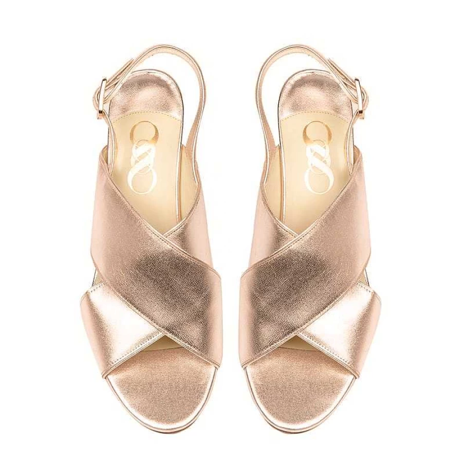 Chamberlan Women's Tres Beau Rivage Rose Gold Sandals - Elegant Gladiator Style Summer Footwear