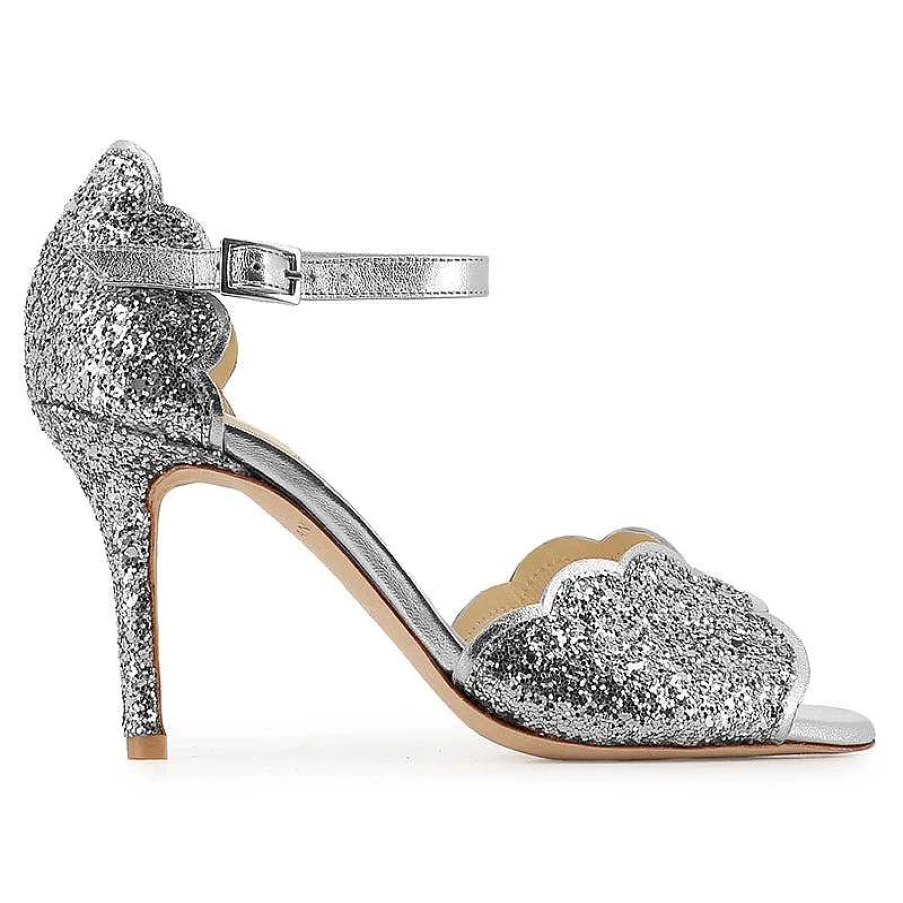 Chamberlan Women's Miss Palmyre Silver Sandals – Elegant Metallic Footwear