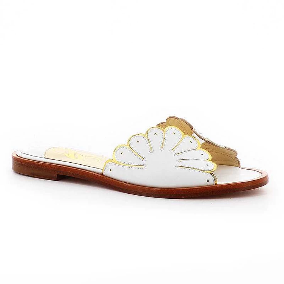 Chamberlan Women's Cabourg White Mules - Comfortable Slip-On Loafers